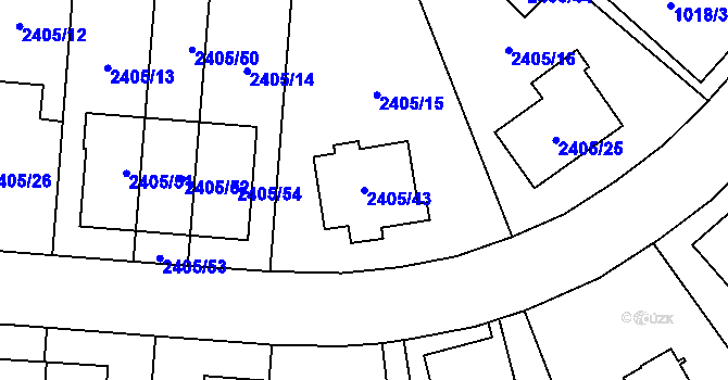 Parcela st. 2405/43 v KÚ Hostivař, Katastrální mapa