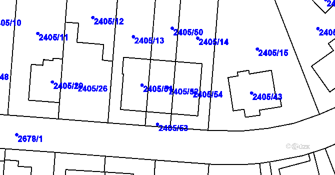 Parcela st. 2405/52 v KÚ Hostivař, Katastrální mapa