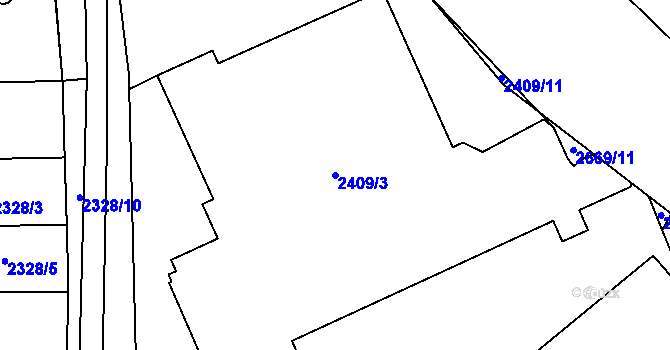 Parcela st. 2409/3 v KÚ Hostivař, Katastrální mapa