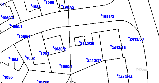 Parcela st. 2413/38 v KÚ Hostivař, Katastrální mapa