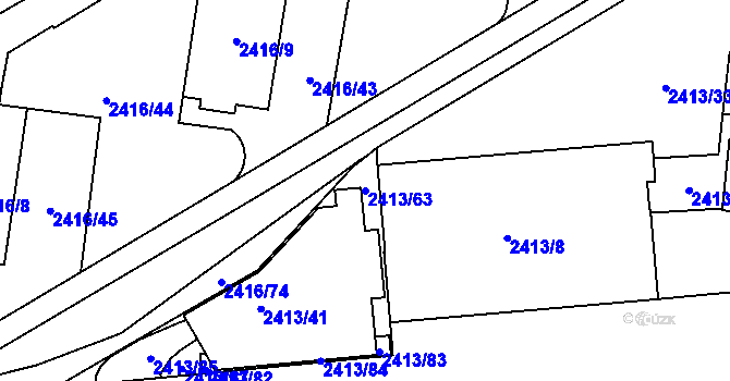 Parcela st. 2413/63 v KÚ Hostivař, Katastrální mapa
