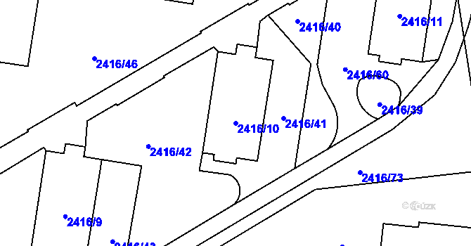 Parcela st. 2416/10 v KÚ Hostivař, Katastrální mapa