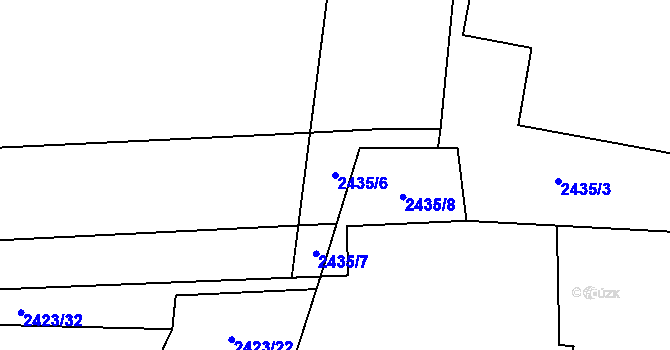 Parcela st. 2435/6 v KÚ Hostivař, Katastrální mapa