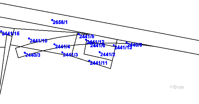 Parcela st. 2441/2 v KÚ Hostivař, Katastrální mapa