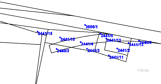 Parcela st. 2441/4 v KÚ Hostivař, Katastrální mapa