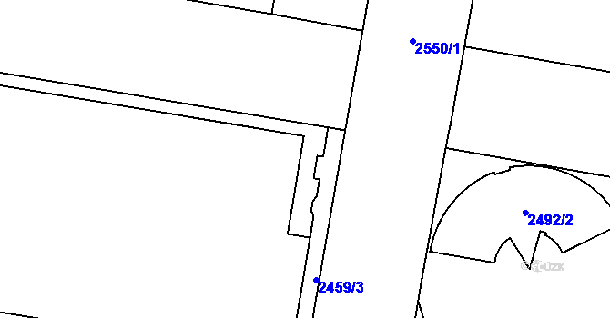 Parcela st. 2459/3 v KÚ Hostivař, Katastrální mapa