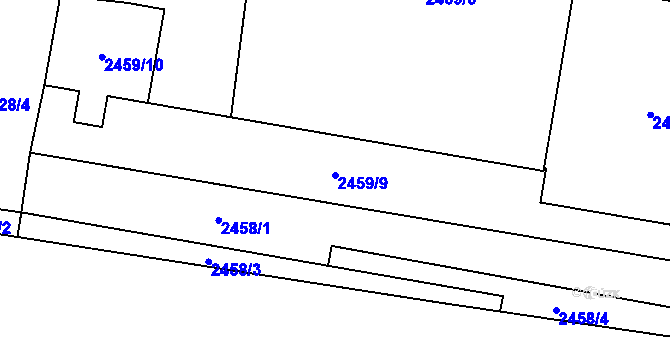 Parcela st. 2459/9 v KÚ Hostivař, Katastrální mapa