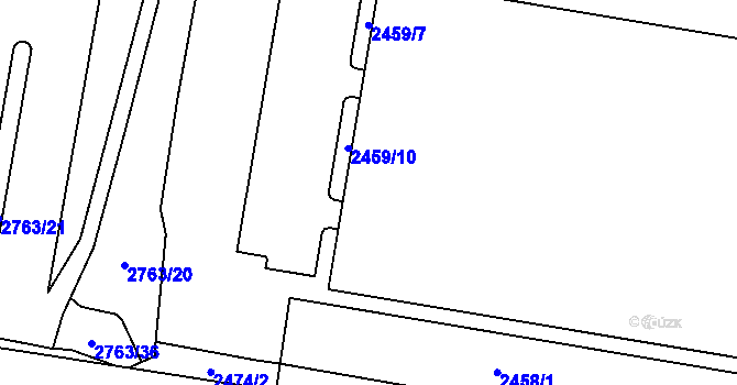 Parcela st. 2459/10 v KÚ Hostivař, Katastrální mapa