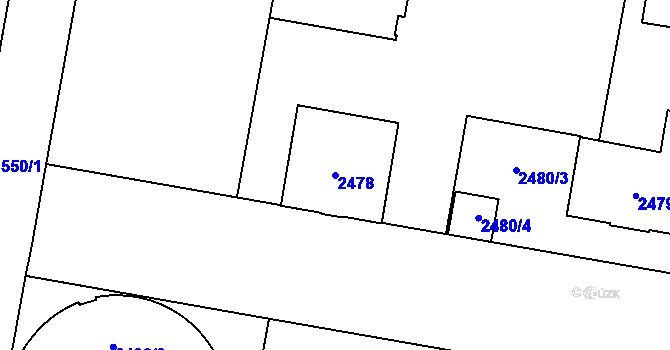 Parcela st. 2478 v KÚ Hostivař, Katastrální mapa