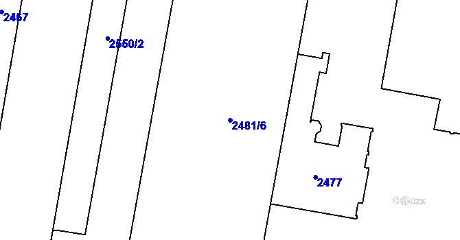 Parcela st. 2481/6 v KÚ Hostivař, Katastrální mapa