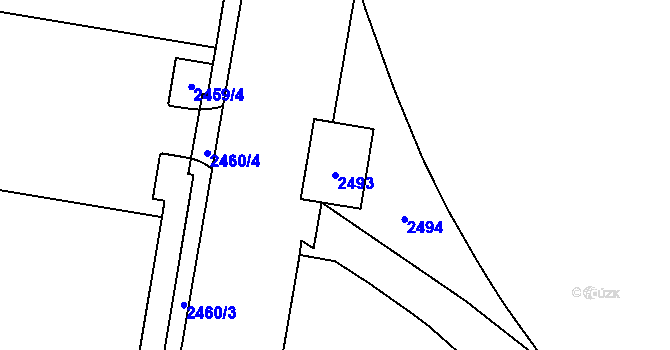 Parcela st. 2493 v KÚ Hostivař, Katastrální mapa
