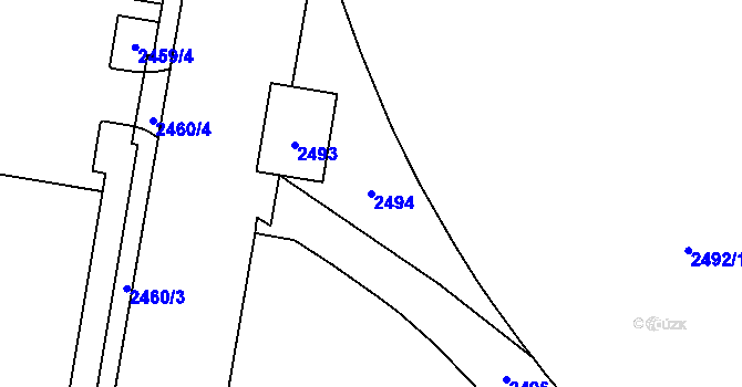 Parcela st. 2494 v KÚ Hostivař, Katastrální mapa