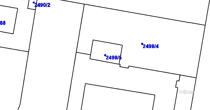 Parcela st. 2498/5 v KÚ Hostivař, Katastrální mapa