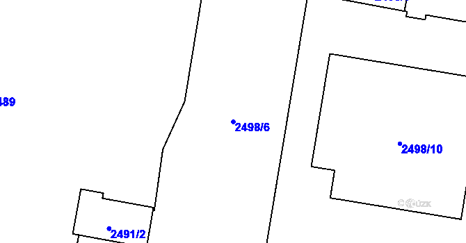 Parcela st. 2498/6 v KÚ Hostivař, Katastrální mapa