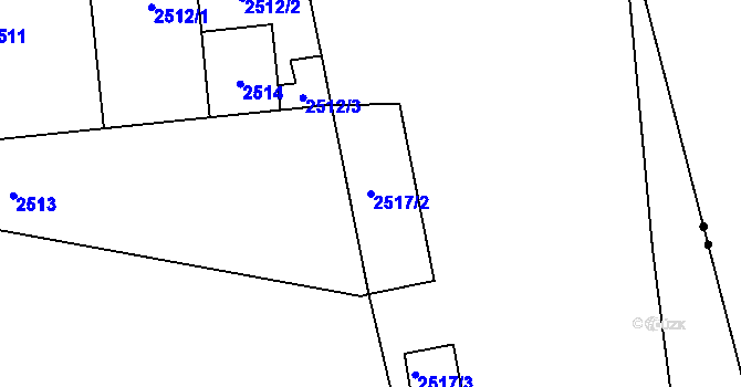 Parcela st. 2517/2 v KÚ Hostivař, Katastrální mapa