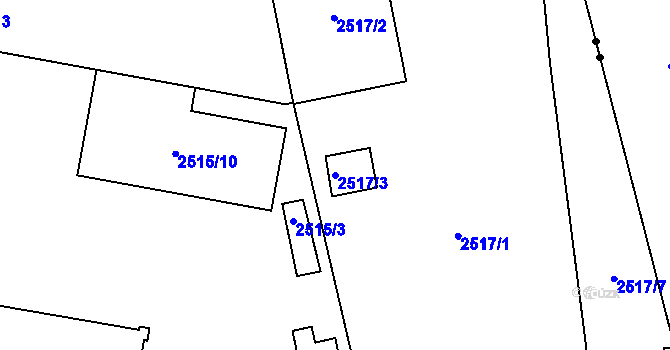 Parcela st. 2517/3 v KÚ Hostivař, Katastrální mapa