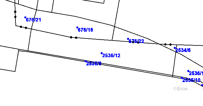 Parcela st. 2536/12 v KÚ Hostivař, Katastrální mapa