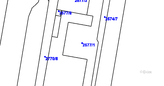 Parcela st. 2577/1 v KÚ Hostivař, Katastrální mapa