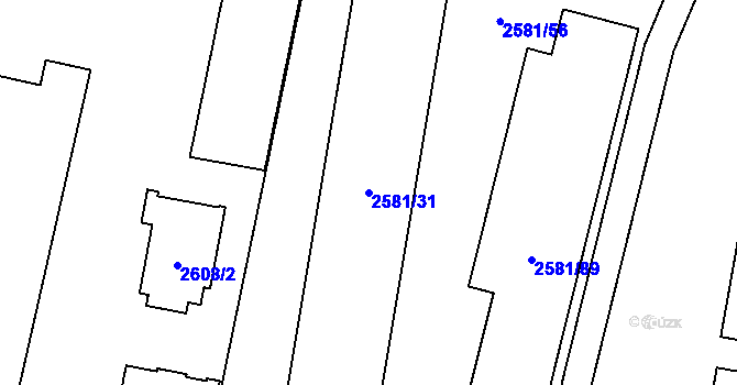 Parcela st. 2581/31 v KÚ Hostivař, Katastrální mapa