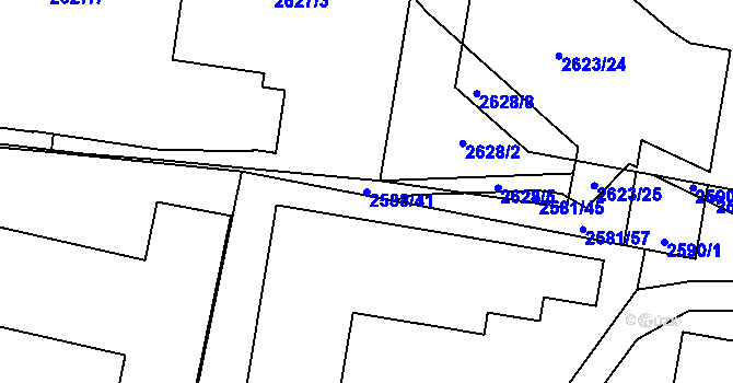 Parcela st. 2588/41 v KÚ Hostivař, Katastrální mapa