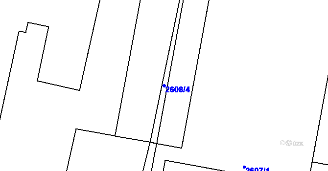 Parcela st. 2608/4 v KÚ Hostivař, Katastrální mapa