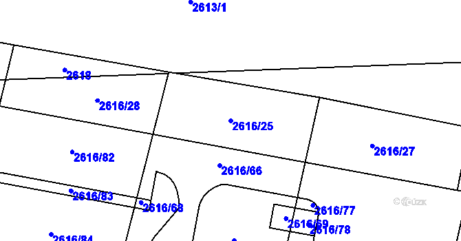 Parcela st. 2616/25 v KÚ Hostivař, Katastrální mapa