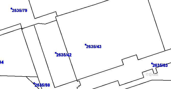 Parcela st. 2635/43 v KÚ Hostivař, Katastrální mapa