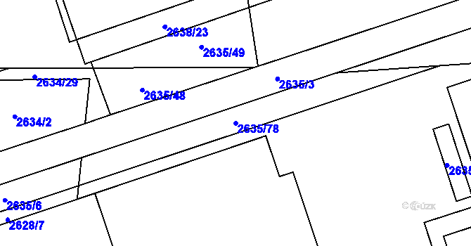 Parcela st. 2635/78 v KÚ Hostivař, Katastrální mapa