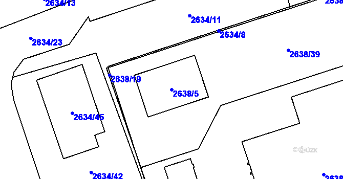 Parcela st. 2638/5 v KÚ Hostivař, Katastrální mapa