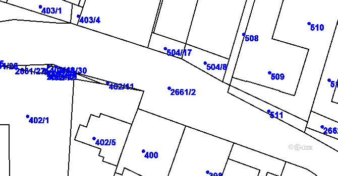 Parcela st. 2661/2 v KÚ Hostivař, Katastrální mapa