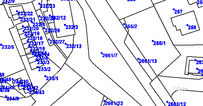 Parcela st. 2661/7 v KÚ Hostivař, Katastrální mapa