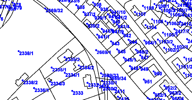 Parcela st. 2669/1 v KÚ Hostivař, Katastrální mapa