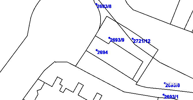 Parcela st. 2694 v KÚ Hostivař, Katastrální mapa