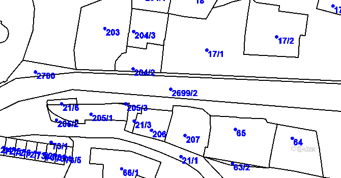 Parcela st. 2699/2 v KÚ Hostivař, Katastrální mapa