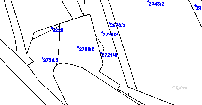 Parcela st. 2721/4 v KÚ Hostivař, Katastrální mapa