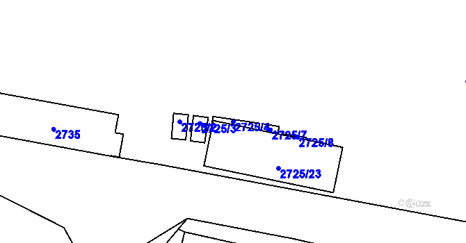 Parcela st. 2725/4 v KÚ Hostivař, Katastrální mapa