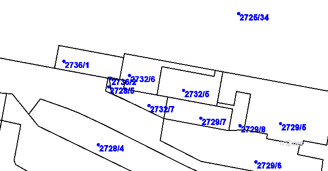 Parcela st. 2732 v KÚ Hostivař, Katastrální mapa