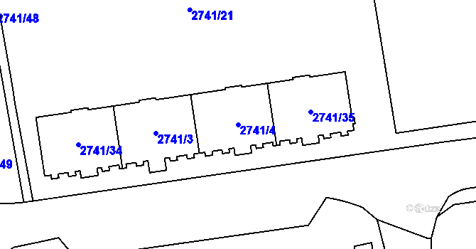 Parcela st. 2741/4 v KÚ Hostivař, Katastrální mapa