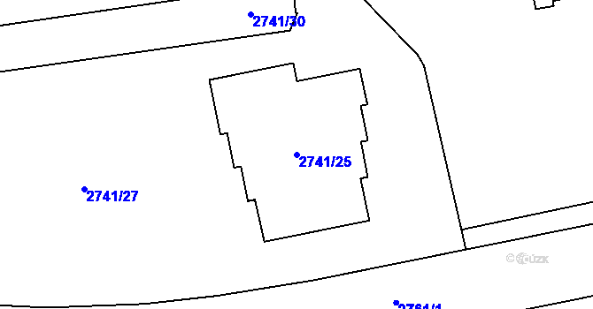 Parcela st. 2741/25 v KÚ Hostivař, Katastrální mapa
