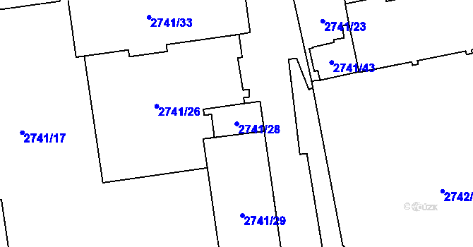 Parcela st. 2741/28 v KÚ Hostivař, Katastrální mapa