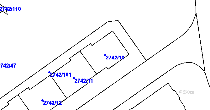 Parcela st. 2742/10 v KÚ Hostivař, Katastrální mapa