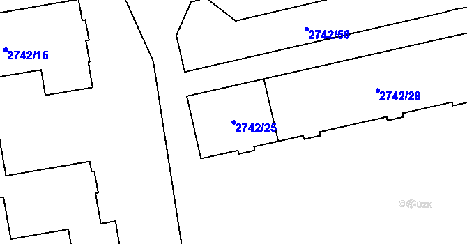 Parcela st. 2742/25 v KÚ Hostivař, Katastrální mapa