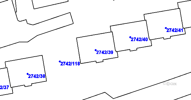 Parcela st. 2742/39 v KÚ Hostivař, Katastrální mapa