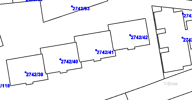 Parcela st. 2742/41 v KÚ Hostivař, Katastrální mapa