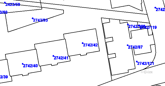 Parcela st. 2742/42 v KÚ Hostivař, Katastrální mapa