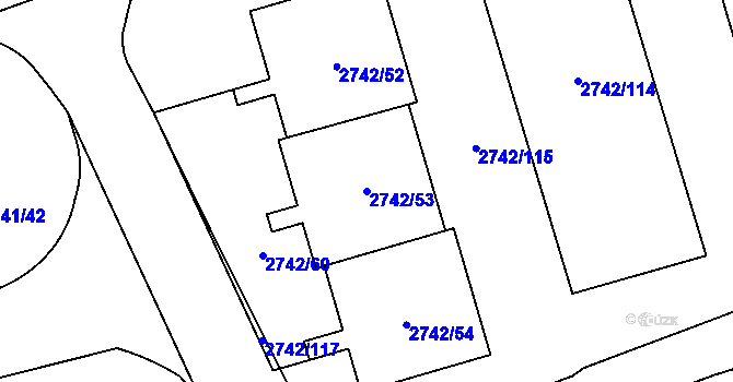 Parcela st. 2742/53 v KÚ Hostivař, Katastrální mapa