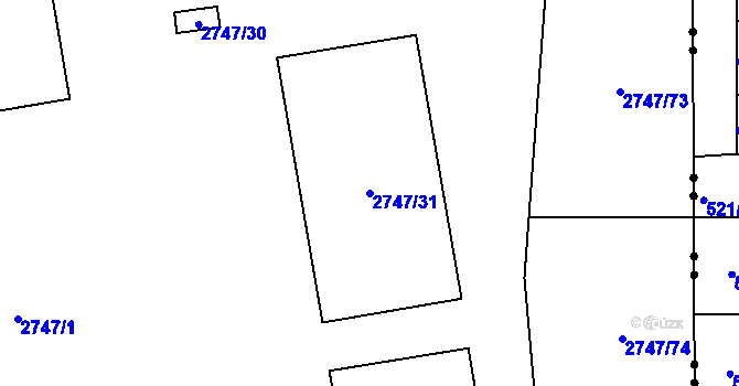 Parcela st. 2747/31 v KÚ Hostivař, Katastrální mapa
