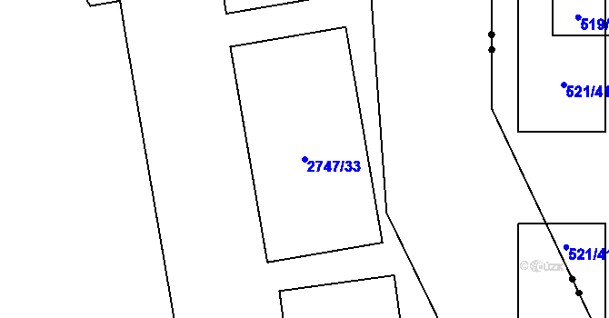 Parcela st. 2747/33 v KÚ Hostivař, Katastrální mapa