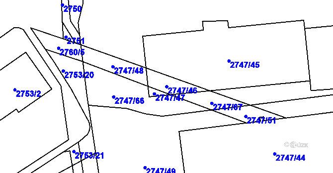 Parcela st. 2747/46 v KÚ Hostivař, Katastrální mapa