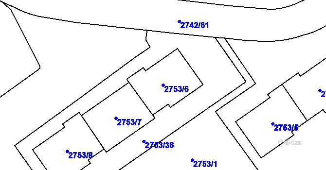 Parcela st. 2753/6 v KÚ Hostivař, Katastrální mapa
